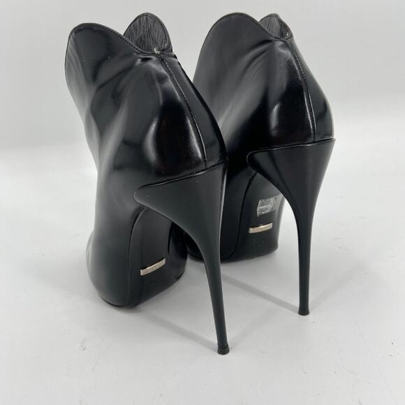 GUCCI Black Leather Curved Kim Lace Up Ankle Boots 39.5 - Picture 6 of 10